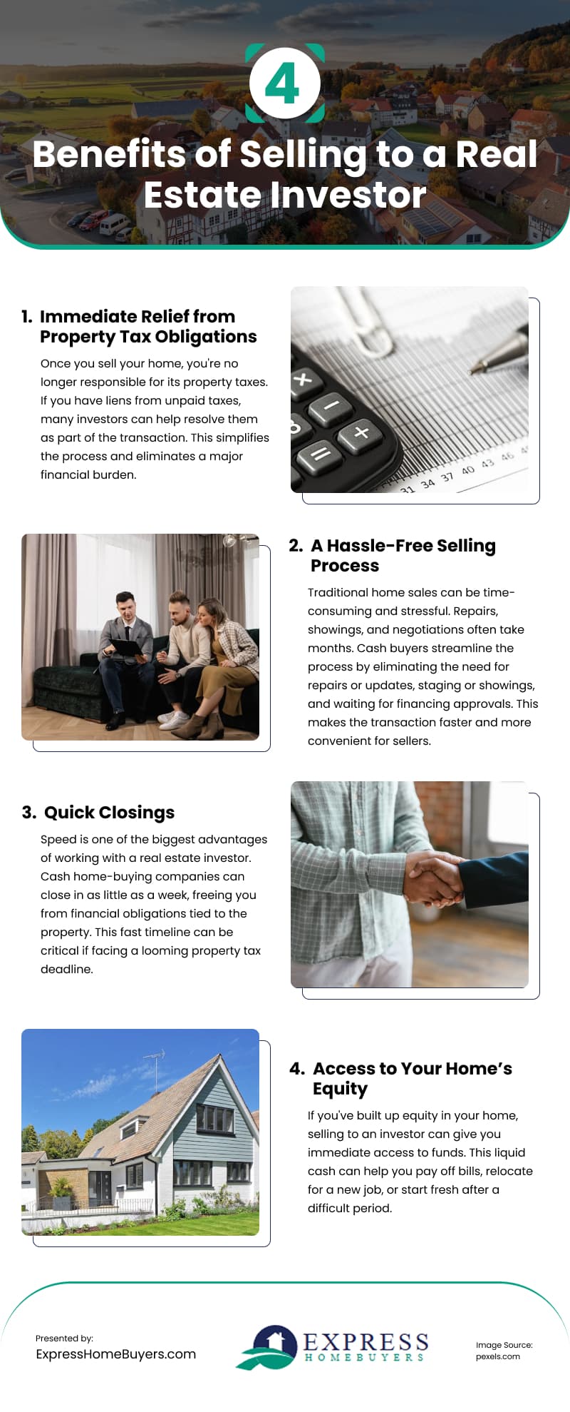 4 Benefits of Selling to a Real Estate Investor Infographic