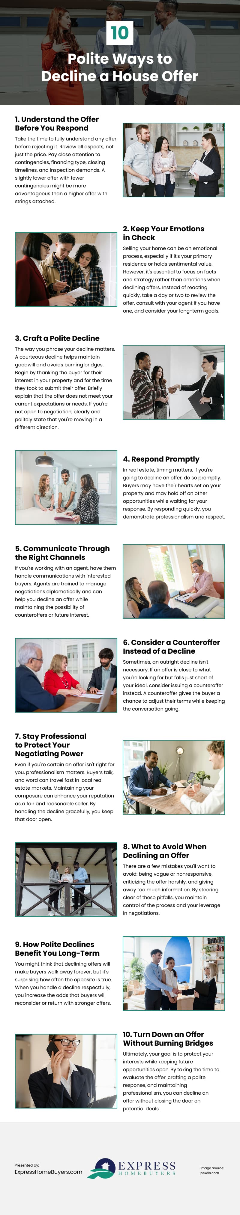 10 Polite Ways to Decline a House Offer Infographic 10 Polite Ways to Decline a House Offer Infographic