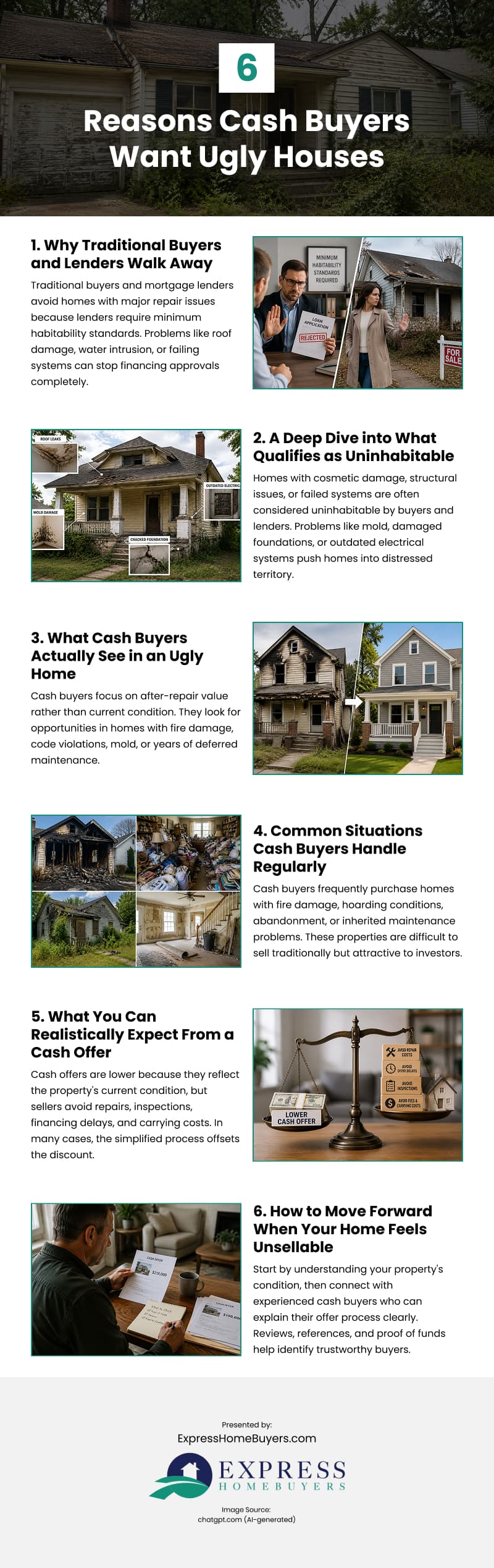 6 Reasons Cash Buyers Want Ugly Houses Infographic
