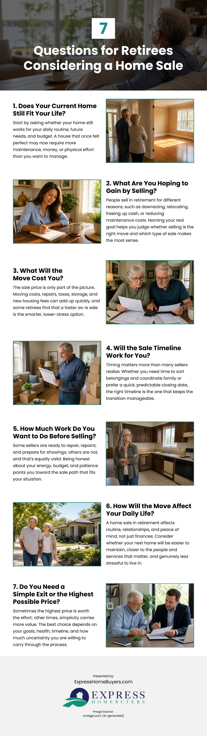 7 Questions for Retirees Considering a Home Sale Infographic 7 Questions for Retirees Considering a Home Sale Infographic